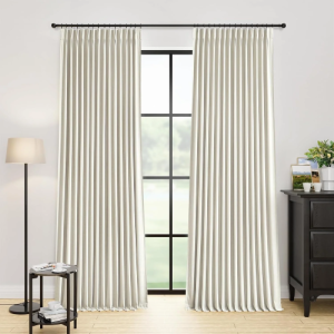 Galenzoov 40×95 inch Pinch Pleated Linen Curtains